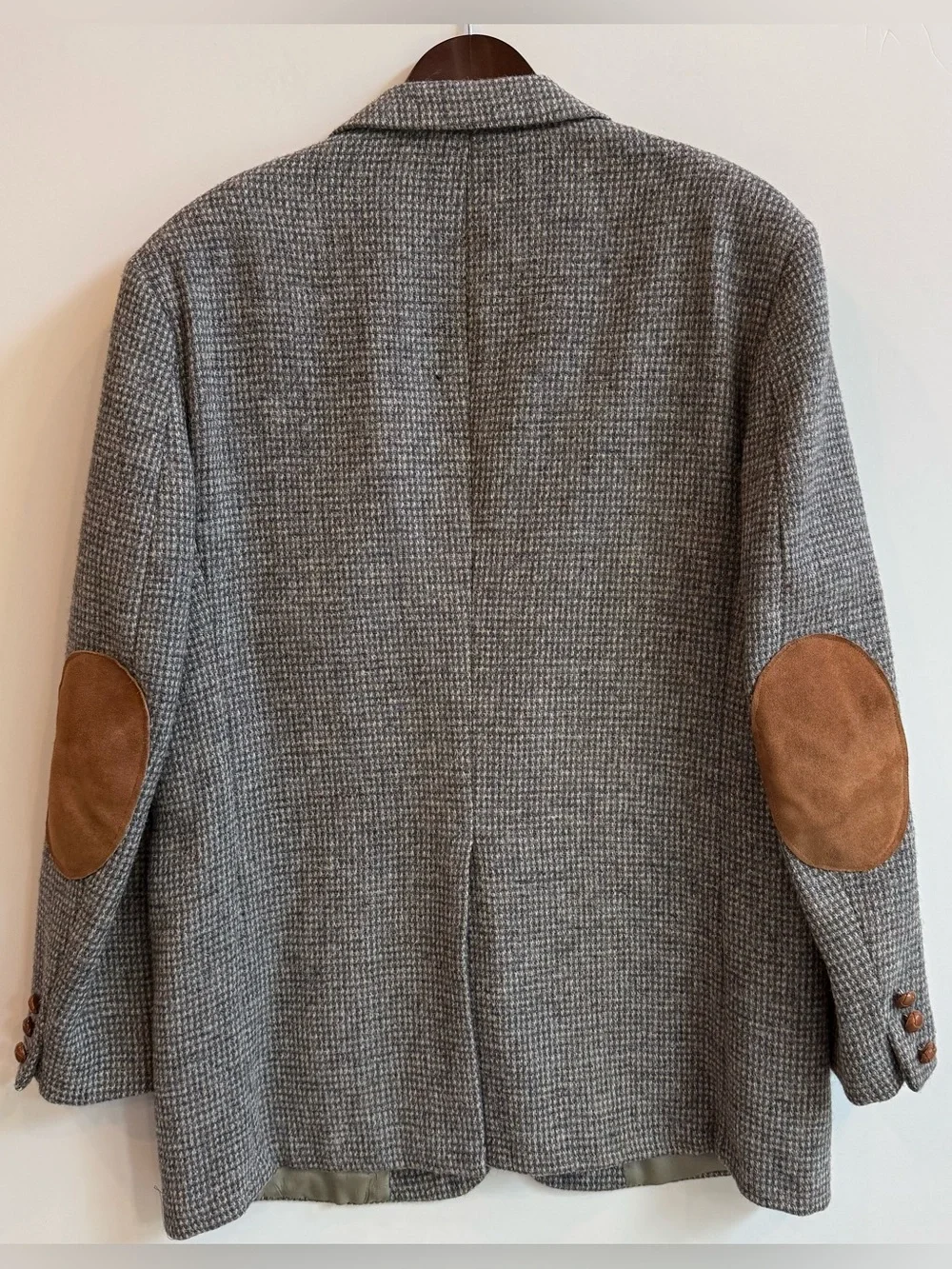 Vintage Harris Tweed Men’s 44R Scottish Wool Sport Coat Grey USA Made In 80s